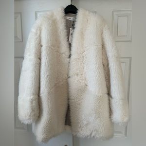 Mango Faux Fur Coat Size L Women